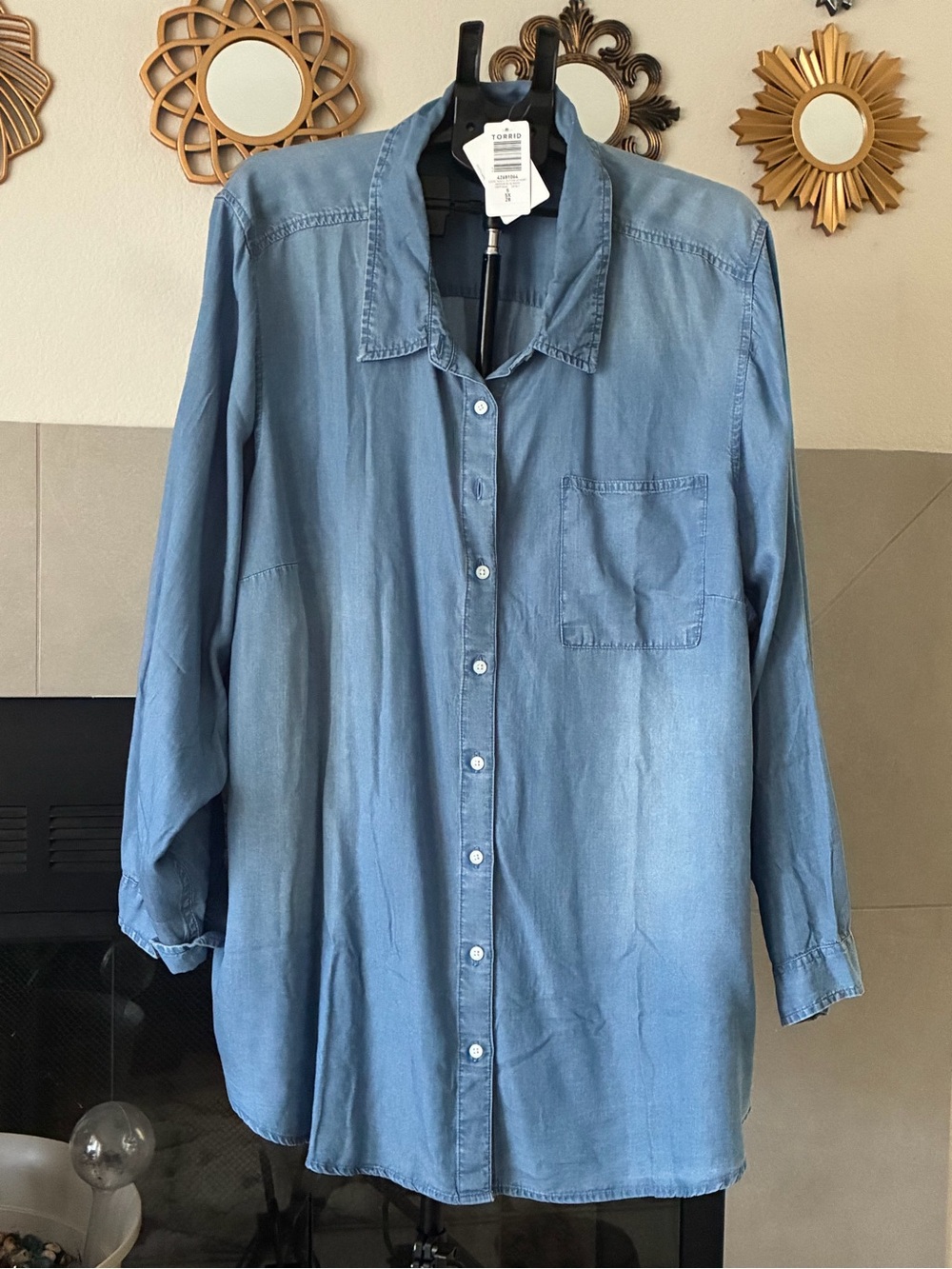Light Blue women’s button -Up Denim Shirt